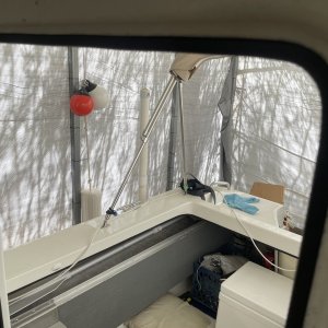 THE PROBLEM: It\'s large milk crate was taking up almost all the starboard aft storage area.  I bought a vertical mount that didn\'t fit, so I made this one.