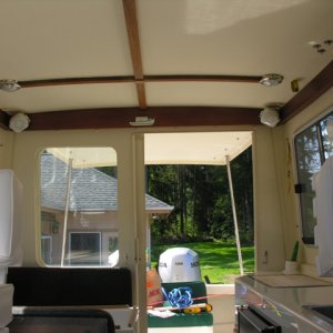 Mahogany trim for curtain fixtures. TBD.