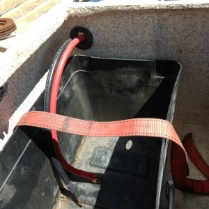 Media 'Cables and box. Should work just fine.' in album 'Port lazarette: this is where the house battery is going. Drilled a hole for the cables, added a grommet and some anchors for the battery hold down strap.'