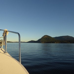 Media 'Cruising up East Sound on my way to Eastsound, Orcas Island' in album 'Departing Obstruction Pass State Park at 8 AM on a Sunday morning in mid October'