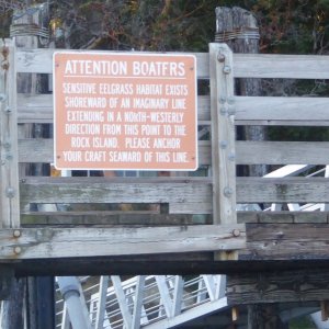 Informative sign regarding anchoring in the area, did not realize this previously. Fortunately the dock was empty so it was a moot point.