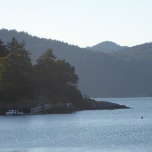 Media 'View of the public dock from the town' in album 'Departing Obstruction Pass State Park at 8 AM on a Sunday morning in mid October'