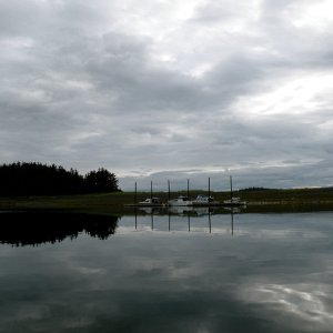 Approaching floats in Swanson Harbor