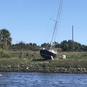 A number of boats aground in Fernandina Beach