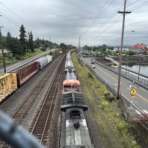 Train tracks next to Port of Kalama Marina