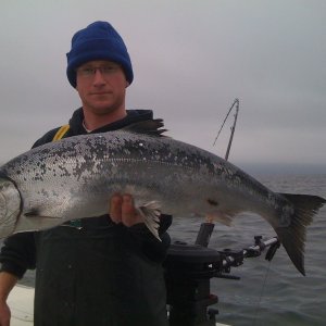 Phil and a coho, Port Hardy