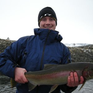 Tim with desert steel from Columbia River Jan 2010