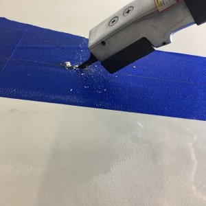 Pneumatic saw to open further.