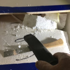 Used a Japanese Flush Cut saw to start the styrofoam removal.