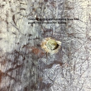 Not leaking keel guard screw.
