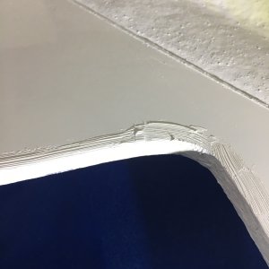 Gelcoat paste around the newly cut opening.