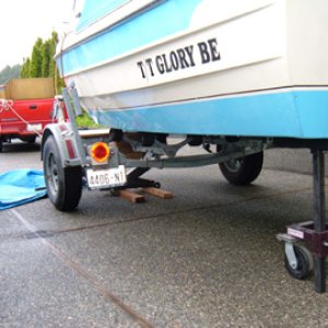 Coming off of the trailer 6" at a time. From stern