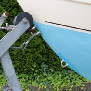 Towing Eye added right at the water line. Factory Bow Eye was too high for towing