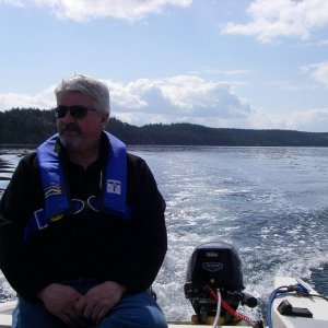 Media 'Fred trying out the Tohatsu 9.8 kicker.' in album '1987 C-Dory 16 angler.'