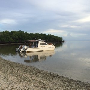 Love this boat. Notice the flags and antenna are stowed. Had a lightning storm a month ago or two where I clearly heard the antenna "buzzing". I now routinely take down everything during storms.