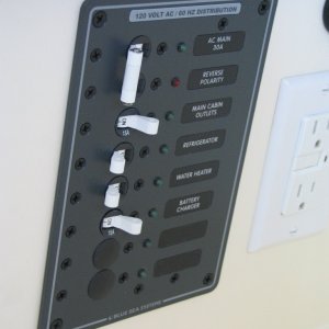 Media 'IMG 0033' in album 'Three batteries (installed by the dealer) two starting batteries (34M Optima) and one 'house' battery (D34M Optima) located beneath the port forward dinette seat - behind the refrigerator.'