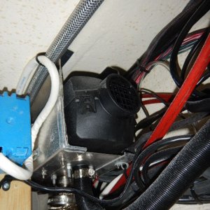 View from behind fridge looking up under gunnel