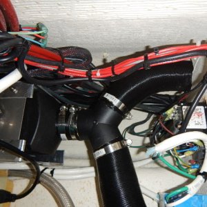 Output side of heater.Added a Y connection to run to V berth.