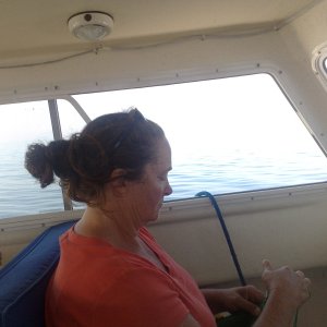 Knitting on the Lake Michigan crossing. 
Watch the weather and a quick boat and its no worries
