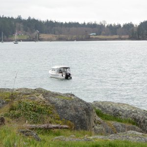 View of the four mooring buoys from Blind Island
