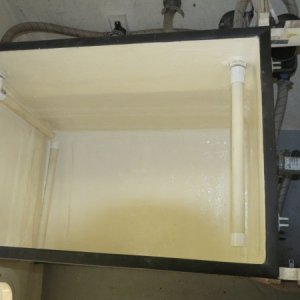 50 gal. live well/ice fish box. Pumps fill and drain the box.