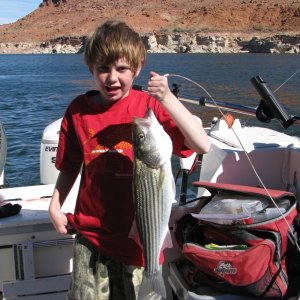 Grandson, Grayson and a nice Striper.