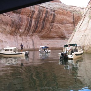 Annie's canyon pool with overhang  Rana Verde, Nauti Gal and Two Bears