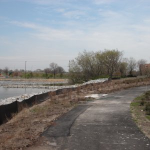 Looking south toward the Norfolk Sentara Heart Hosp. with the newly layed embankments.