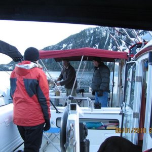 Rafted up and it was cold.