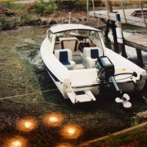 Low tide on the mud, and transducer raised out of mud
