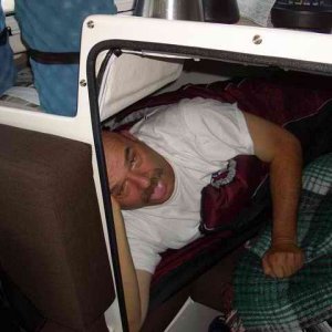 20050918a Uncle Bob at 6 ft 5 inches fit in the v berth