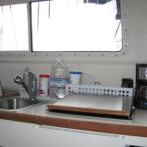 Galley, Moen spray faucet, Wallas