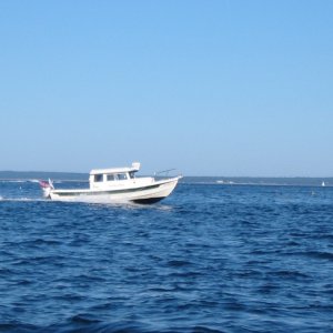 Hunky Dory leads the way to Christmas Cove where Captain John Smith put in on Christmas, 1614