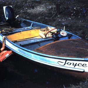 Me and our first FG boat 1954. Boat was a Herters and dad claimed it was the first FG boat in Wilmington NC. Had cast aluminum braces.