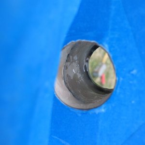 Media 'Bringing the fill up to the proper thickness.  After this I overfilled it a bit, and then "buttered" the tube so that it would "squooge" into place with plenty of epoxy all around.' in album 'Brass splashwell drain tube removed. I used a hacksaw blade and cut three slits (through the tube lengthwise), then dented one edge in with a cold chisel and grabbed it with vise grips to pull it out (not hard since it was barely sealed).'