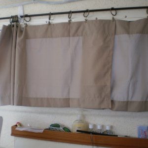 Quick fix for curtains (valences & rods from Wal Mart) till something better comes along