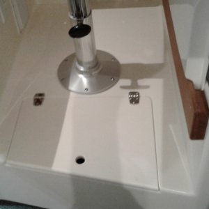 Media 'Floor access under table seems smaller' in album 'Drain Canal added to keep unwanted water out of storage/fish tank'