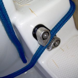 Holds bow dock line