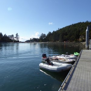 At the dinghy dock in Fossil Bay Saturday afternoon.