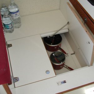 Spring type strut to hold doors open.