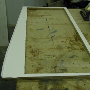 Face frame removed from cabinet.  Cut-out enlarged.
