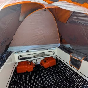 Adapting a truck bed tent to a 16\' Angler