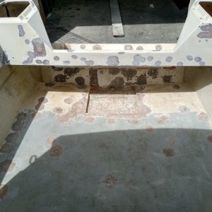 Media 'I opened up all areas that had fasteners, that?s a lot of holes. There was some localized core rot, more holes were drilled around those areas and all coring removed. Holes were filled with thickened epoxy or 8lb density foam in larger areas.' in album 'IMG 20230508 202350111 Original'