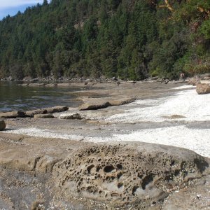 First Nations midden beach Galiano Island.