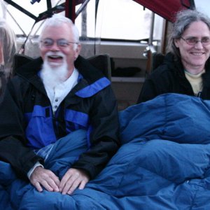 Fearless Leaders Terry and Ann (ROCK-C) relax at Newcastle Island