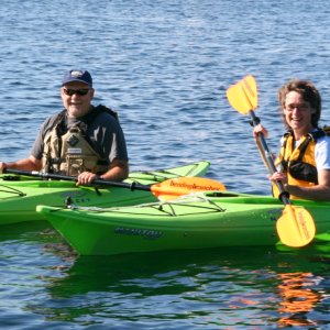 Jan and Stacey about to cross from Newcastle Island to Nanaimo