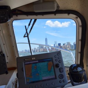 An exciting view looking up the Hudson River.   Lots of rocking & rolling from boat and ferry wakes, and lots of fun!