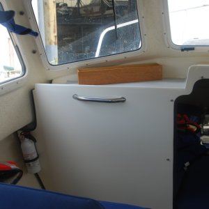 Media 'SS Hand Hold purchased from West Marine' in album 'The 10" Grab Rails added to the inside of Sea Angel's head as 'throne lifters'. Rails were purchased from the factory stock.'