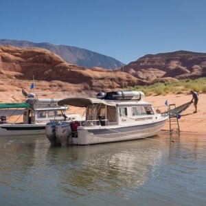 Jean Marie, Lighthouse Express and Valkyrie found a beach protected from the wind at Oak Canyon