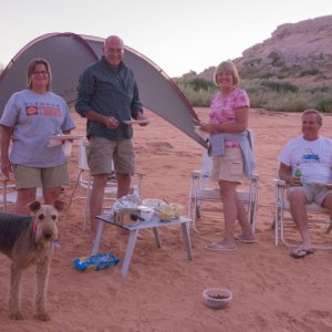 A shared dinner with good friends on the Oak Canyon beach